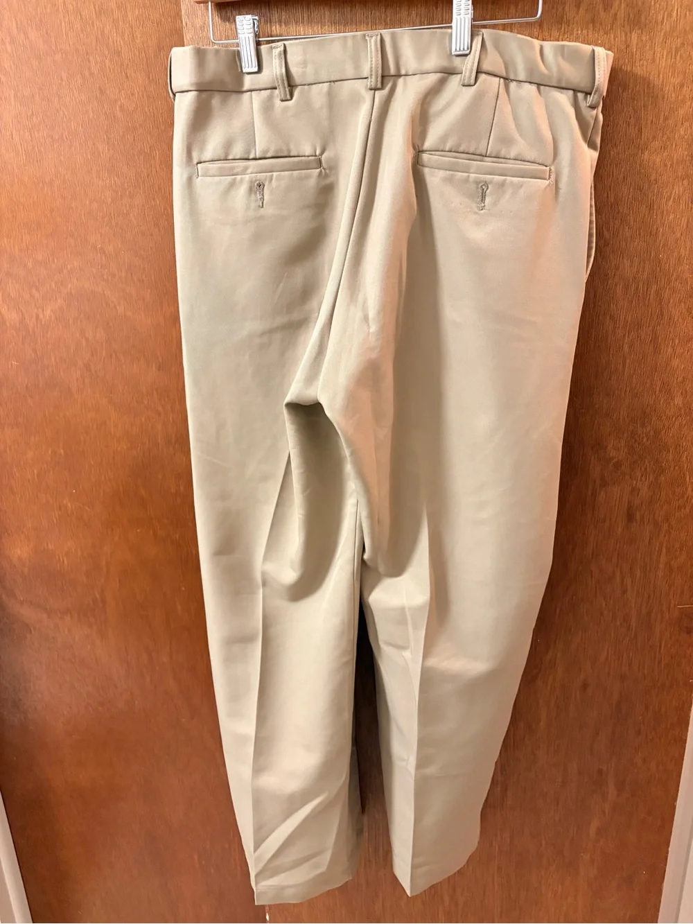 Men's Beige Dress Pants - Classic Flat Front